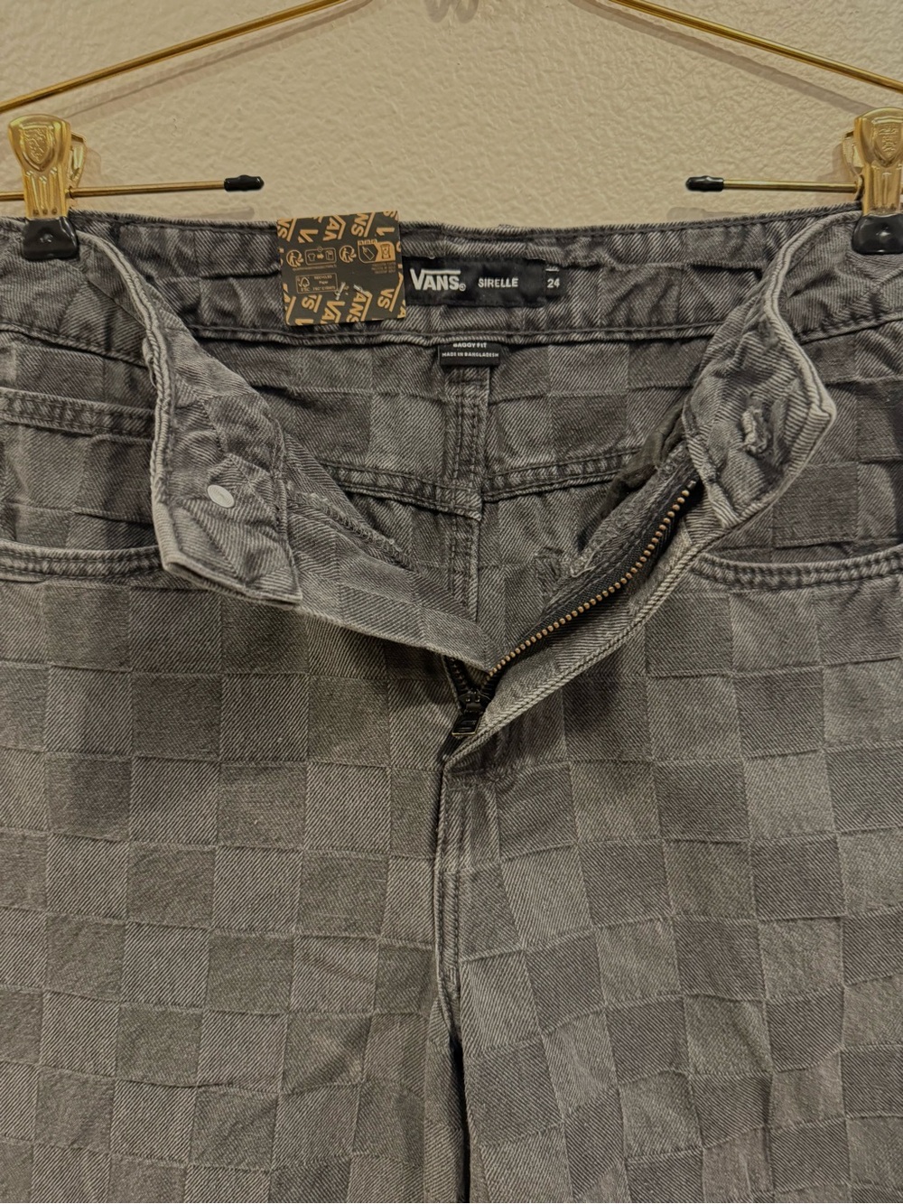 Vans sirelle baggy fit black & grey checkered jeans - Picture 4 of 12